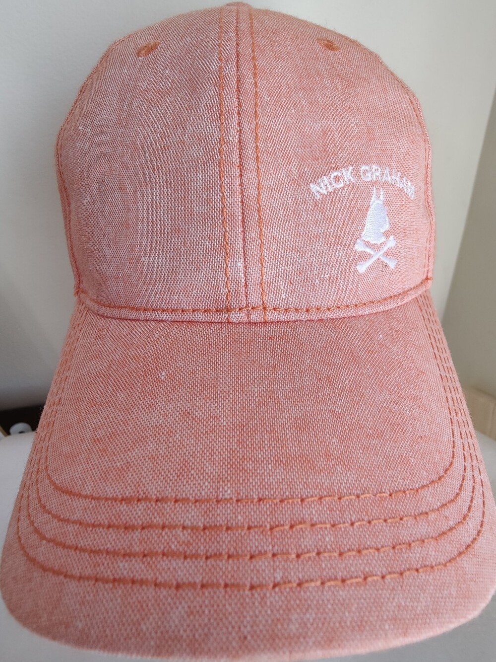 Nick Graham Dog Cross Bones Embroidered Orange Hat Adult One Size New Tags